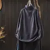 Suéter de punto a rayas para mujer con cuello alto medio, manga larga, camiseta básica, nuevo estilo Otoño/Invierno 2026, camiseta versátil vintage MHMHT