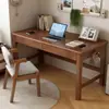 Mesa de madeira maciça com gavetas, mesa de escritório minimalista nórdica, mesa de computador simples para quarto e estudo, mesa de estudo em casa para estudantes