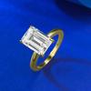 Anel Popular Europeu e Americano Mujing Jewelry Novo Prata S925 Diamante de Alto Carbono Corte Esmeralda Retangular 7*10