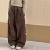 Calças femininas estilo outono e inverno 2025 novas roupas de inverno infantis plus veludo perna reta calças casuais meninas grandes veludo cotelê calças compridas