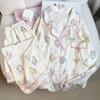 Pijama de Algodão Nuvem Estampada Gato Fofo Japonês Feminina Primavera e Outono Nova Manga Longa Roupa de Casa Uso Externo Foto Real Atacado