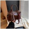 Bolso Retro de Cuero de Cera de Aceite de Alta Gama para Mujer 2025 Nuevo Otoño e Invierno Combinable para Viaje Bolso Cruzado para Viaje Portátil Bolso Boston