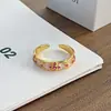 Nuevo Anillo Abierto Estilo Chino Retro Medieval Esmalte Degradado Glaseado Goteante Diseño de Nicho para Mujer Anillo para Dedo Índice Dulce Fresco de Lujo Ligero