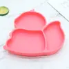 Plato de Cena de Silicona Nuevo Producto Transfronterizo Ardilla Ciervo Sika Vajilla Infantil Cuadrado Engrosado Tres Compartimentos Plato de Cena Infantil de Silicona