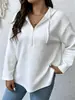 2026 Novo Comércio Exterior Transfronteiriço Casual Roupa de Casa Feminina com Zíper Capuz Bolso Cor Sólida Waffle Manga Longa Moletom