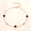 Pulsera de Trébol de Cuatro Hojas de Lujo Ligero Oro Rosa Estilo Bosque de Primavera Ins Versión Coreana Pulsera Simple Jade Minimalista
