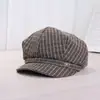 Gorra Octagonal Rayada Estilo Coreano, Gorra de Repartidor Tridimensional, Boina Artística Versátil para Primavera y Verano, Gorra de Pico Estilo Nuevo