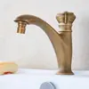 Grifo de cobre antiguo de una sola agua para lavabo, lavabo exterior, balcón exterior, lavabo vertical giratorio, estilo europeo retro
