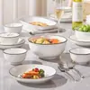 Louça de Cerâmica Jingdezhen 2026 Novo Modelo Conjunto de Tigelas e Pratos de Porcelana para Uso Doméstico, Tigelas e Pratos de Cerâmica Simples, Pratos de Arroz, Tigelas para Macarrão, Tigelas para Sopa