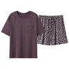 Pijama de Verano de Nuevo Estilo de Algodón Puro de Manga Corta para Mujer con Copas para el Busto, Shorts Delgados con Estampado Lindo, Ropa para el Hogar, Traje Dulce