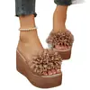 Sandalias de Plataforma con Cuña Gruesa, Impermeables, de una Sola Tira, con Diseño Floral, para Mujer, Tallas Grandes, Novedad de Verano, Comercio Exterior al por Mayor
