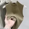 Top de Malha sem Mangas com Gola Alta Curta, Moda de Verão para o Trabalho Novo Estilo, Versátil e Elegante, Colete Slimming de Corte Ajustado, Camiseta Feminina