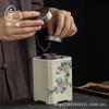 Ningxuan hierba y madera gris vintage lata de té para el hogar lata de almacenamiento de té lata con tapa aleación tarro sellado té Pu'er