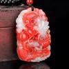 Xinjiang Hotan Vermelho Branco Jade Ouro Seda Jade Pixiu Jade Marca Homens e Mulheres Sangue Pedra Jade Colar Pingente Pingente Bens Vivos
