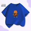 Camisetas de Moda de Verano para Niños con Cuello Redondo y Manga Corta, Tops Holgados para Niños de Mediana Edad y Mayores, Estilo Coreano de Dibujos Animados, Algodón Puro, Casual, Ropa Familiar