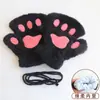 Guantes Mujer Invierno Estudiante Otoño e Invierno Cálidos Suaves Chica Lindos ins Pata de Gato de Felpa Estilo Coreano Medio Dedo Engrosados y Forrados