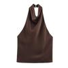 Za de Fronteira Comércio Exterior Roupas Femininas Verão 2026 Novo Estilo Textura de Cetim de Seda Gola Elegante Drapeada Sem Mangas Camisola Top para Roupa Externa