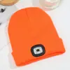 Chapéu com Luz LED Transfronteiriço Quente de Inverno Tricô Anti-Frio Iluminação Lanterna Chapéu Esportes ao Ar Livre Chapéu de Ciclismo