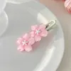 Lindo pasador de gel de flor de cerezo Ins para niñas, pasador lateral dulce con accesorio de flor para el cabello, pasador para estudiantes, pasador para flequillo 2025