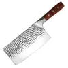 Cuchillo de Carnicero Forjado con Patrón de Martillo Yangjiang para Uso en Cocina Doméstica, Cuchillo Afilado de Acero Inoxidable, Cuchillo para Rebanar con Mango de Madera de Pera Roja