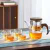 Tetera de Vidrio Resistente a Altas Temperaturas Tetera de Separación de Té y Agua con un Botón Cafetera Doméstica 2025 Nuevo Juego de Té