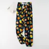 Calças de pijama de seda de algodão Calças Shrink Femininas Verão Novo Tamanho Grande Soltas Grávidas Calças Externas com Lanterna de Bolso Shrink Calças