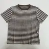 Camiseta de otoño nueva, casual, de rayas, manga corta, transpirable, para uso diario, para mujer, adecuada para ir al trabajo, con cuello redondo, corte holgado, top versátil y favorecedor.