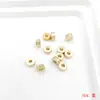 Miçangas Rodas com Listras Horizontais Banhadas a Ouro Cobre que Preservam a Cor, Miçangas Espaçadoras em Formato de Losango, Miçangas Soltas, Acessórios para Pulseiras Colares de DIY