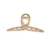 Pasador de Perlas para Mujer Clip de Lazo Estilo Coreano Pinza de Tiburón para la Parte Trasera de la Cabeza Accesorios Metálicos Grandes y Simples para el Cabello