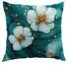 Funda de almohada floral azul degradado de lino transfronteriza de primavera para oficina, dormitorio, sofá, personalizable al por mayor