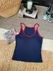 Top Regata Estilo Garota Picante com Contraste de Cores e Bojo Embutido, Versátil para o Verão, Laranja Tricô Tendência