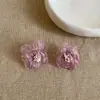Chá Doce com Névoa Suave~Brincos Florais de Chiffon Roxo Super Feéricos para Mulheres Estilo Férias Brincos de Tarraxa Absolutamente Lindos Acessórios de Brincos Super Bonitos e Elegantes