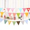 Decoración de fiesta de cumpleaños infantil bandera triangular de lunares de amor diseño de fiesta de cumpleaños de un año y un mes de bebé banderín de tirar
