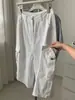 Pantalones Blancos de Mezclilla Lavada Estilo Coreano Sencillos para Mujer, Estilo Ropa de Trabajo de Cintura Alta Adelgazante, Pantalones de Seis Puntos Sobre la Rodilla, Modelo de Verano Transfronterizo
