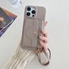 Adequado para Suporte, Slot para Cartão, Capa para Celular Apple 17, Espelho, Capa Protetora Anti-Queda para Celular 18Pro, Capa de Couro para Celular 12