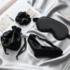 Set de Caja de Regalo de Cuatro Piezas de Máscara de Ojos de Seda Simulada, Doble Cara Suave y Sedosa, Máscara de Dormir con Oscurecimiento Total, Set de Almacenamiento para Viajes, Máscara de Protección para los Ojos