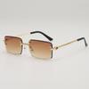 Gafas de Sol Cuadradas Sin Marco para Hombre Estilo Nuevo 2025 Plagian Gafas de Sol Atractivas para Mujer Retro Europeo y Americano Hip Hop Americano