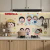 Pegatina Antigrasa de Dibujos Animados Pegatina para Pared de Cocina Pegatina para Pared de Estufa Campana Extractora Película Decorativa Impermeable Resistente a Altas Temperaturas
