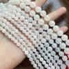 Cuentas redondas de mármol blanco natural, cuentas sueltas de jade blanco, pulseras de cuentas de piedra blanca, accesorios para bricolaje, horquilla antigua.