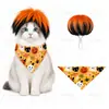 Disfraces de Halloween para Mascotas Gato Divertido Peluca Explosión Mascota Estampada Bufanda Triángulo Babero Fiesta