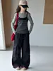 Nuevo conjunto de ropa de otoño para niñas mayores: Conjunto de dos piezas: top de camiseta a rayas y pantalones cargo casuales