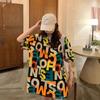 Camiseta de Manga Corta de Comercio Exterior para Mujer Super Caliente cec Verano Talla Grande Ropa de Mujer ins Suelta Estilo Coreano 200 Jin Gorda mm Camiseta Teñida Anudada