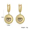 Pendientes Redondos Aogu Estilo Niche Europeo y Americano Chapado en Oro de 18 Quilates con Esmalte de Goteo Ojo del Diablo para Mujer, Pendientes Retro Sencillos