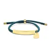 Pulseira de Corda de Mão Multicor Transfronteiriça Europeia e Americana Material em Branco Pronto para Uso Acessórios de Coração Oblíquo Gravação Presente Pulseira de Aço Inoxidável