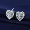 Aretes de moissanita simulación de transmisión en vivo para mujer estilo Ins amor plata de ley S925 circonita seis garras aretes de moissanita aretes