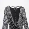 Comercio Exterior 2026 Otoño Nuevo Estilo Europeo y Americano Moda Femenina Sexy Chica Caliente Vestido de Malla de Seda Estampado 5039846