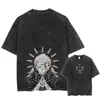 Talla Europea Transfronteriza Estampado de Anime Japonés Algodón Oversize para Hombre Vintage t