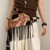 Saia Triângulo com Franjas Estilo Étnico Boêmio Vestido Saia Feminino Cintura Versão Larga Cinto Decorativo