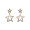 Brincos de Estrela com Strass Brincos de Pérola com Agulha de Prata para Mulheres Estrela de Cinco Pontas Vazado Geométrico Pérola Diamante Brincos de Primavera Brincos