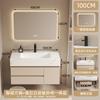 Gabinete de Baño Pizarra Lavabo Integrado Termoformado Resistente a la Humedad Madera Sólida Combinación de Gabinete con Lavabo Tamaño Personalizado